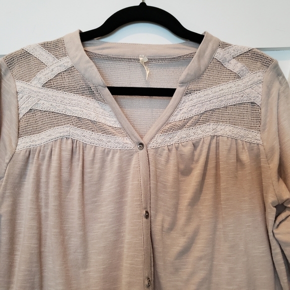 NINE 1 Eight peasant top open work Boho SIZE small - Picture 3 of 10